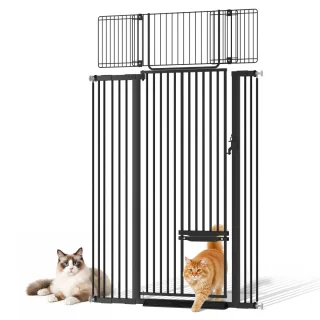 Comomy Indoor Pet Safety Gate, 71 Inch Extra Tall, 29.5-43" Adjustable Width Cat Gate, Walk Through Design with Small An