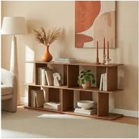 en.casa Standregal, »Gäljami« 160 x 35 x 74 cm mit 4 offenen Fächern Walnussoptik