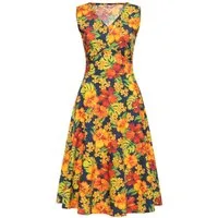 QueenKerosin Sommerkleid Hibiskus mit tropischem Allover-Print
