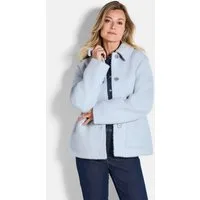 GOLDNER Outdoorjacke Flauschige Winterjacke mit Hemdkragen Karojacke mit Knopfleiste, Taschen und Langarm