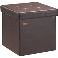 Casaria Sitzhocker, mit Stauraum Braun Faltbar Deckel Kunstleder Gepolstert 38x38x38cm