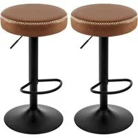 EUGAD Barhocker (2 St), drehbar, höhenverstellbar, Metallgesetll, Vintage-Kunstleder