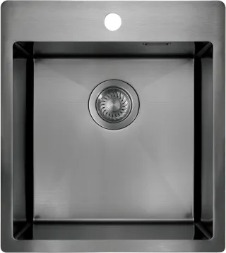Neuesbad Edelstahl SINKS, Titan, 1-Becken, 450X505X200 mit FITTING NB1DEZPOD10A1
