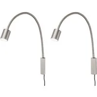 FISCHER & HONSEL LED Leselampe flexibel mit Kabel & Stecker, Breite 6cm, LED wechselbar, Warmweiß, 2er SET 2in1 Wand-Leuchten innen & Bett-Lampen für Kopfteil Sofa