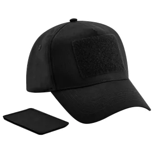 Beechfield - Baseball-Mütze Abnehmbarer Aufnäher für Herren/Damen Unisex (Schwarz)