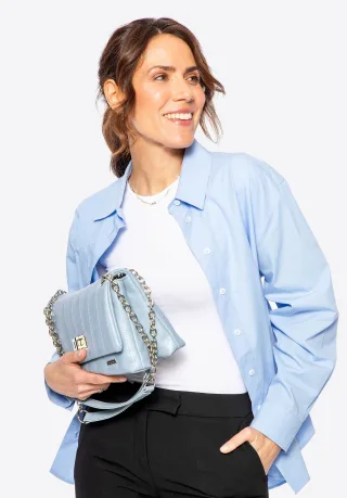 Wittchen Damen-Umhängetasche aus Öko-Leder, zwei Fächer, klein, blau