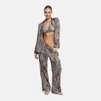 cfab (creamy fabrics) Pyjamahose Satin Pyjamahose-Leopard-S (1-tlg)