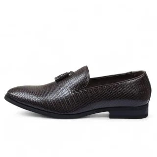 Herren Braune formelle Loafer mit Quaste, Slip-On-Lederschuhe