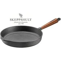 Skeppshult Bratpfanne Skeppshult Gusseisen Servierpfanne Ø 28 cm, H. 5,5 cm mit Walnussgriff