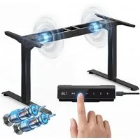 STEELSØN Schreibtisch Altara Schreibtischgestell elektrisch verstellbar mit 2 Motoren (schwarz, mit Taschenhaken & Kabelmanagement-Tray, belastbar bis 160 kg), höhen- & breitenverstellbar, Metallgestell für ergonomisches Arbeiten