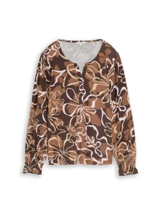 Tom Tailor - Blusenshirt mit Blumenmuster brown big flower design - Gr. - XXL