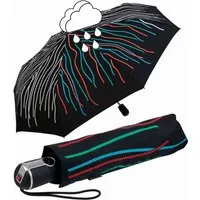 Knirps® Stockregenschirm Large Duomatic mit Farbwechsel - Wet Print Rope, bei Nässe färben sich die weißen Fäden bunt