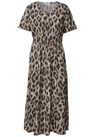 Street One - Midikleid mit Volants beige - Gr. - 34