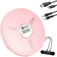 KLIM Tragbarer Discman, inklusive Kopfhörer Stereo-CD Player (hochwertiger CD-Spieler für unverwechselbares Hörerlebnis, MP3)