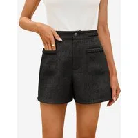 Imily Bela Shorts Damen Tweed Sommershorts mit hohem Bund (Packung, 1-tlg., 1per-Pack) mit Vordertaschen