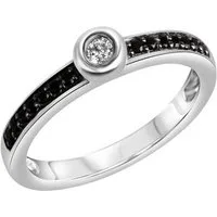 CELESTA Fingerring 925 Silber rhodiniert mit Zirkonia weiß und schwarz