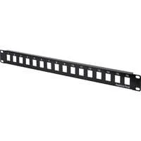 Modulares Patchpanel, 16-Port, unbestückt schwarz, 1 HE, für Keystone-Module