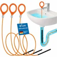 ZUKUNFTSENKEL Reinigungsbürste Abflussbürste 3er Set 81 cm Flexible Rohrreinigungsbürste, Abfluss, Rohre, Badezimmer, Waschbecken, Küche, (Rohrbürste lang & wiederverwendbar, 3-tlg., Abfluss Reiniger gegen Haare & Verstopfungen), Reinigung von Waschb