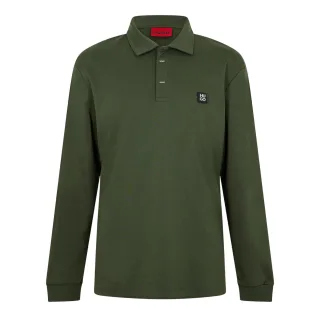 Hugo - Poloshirt für Herren, Mit Kragen, Langärmlig (Dunkelgrün)