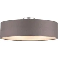 meineWunschleuchte Deckenleuchte mit Stoff Lampenschirm Grau Braun Ø 50cm, ohne Leuchtmittel, große Stoff-Lampe, gemütliche Deckenlampe, E14 Schlafzimmerlampe