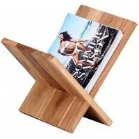 FINEBUY Zeitungsständer SuVa2549_1 Massivholz Zeitschriftenständer Prospekthalter (Zeitschriftenständer Modern, Buchständer), Akazie Massivholz X-Form 31 cm, Prospekthalter