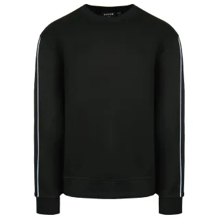 Nicce Crew Hals Langarm Pullover Schwarzer Herren Geti Sweenlowirt 211 1 03 07 0001