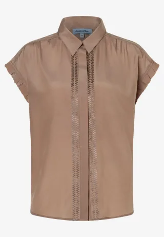 MORE & MORE - Bluse mit Rüschenärmeln braun - Gr. - 36