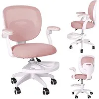Rutaqian Kinderstuhl Kinder Drehstuhl Schreibtischstuhl, höhenverstellbar mit Fußstütze, Maße 57×42×90 cm, 360° drehbar, bis 136 kg belastbar