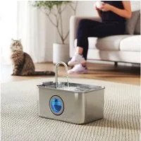 PawHut Trinkbrunnen Katzenbrunnen Edelstahl mit leise Pumpe Katzentrinkbrunnen 3,2 l, Leicht zu Reinigen, für Katzen Hunde