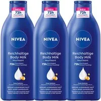 Nivea Bodylotion Reichhaltig 3 x 400ml Hyaluron, Mandelöl Tiefenpflege Serum Packung, Hyaluron, Mandelöl, Tiefenpflege Serum