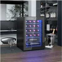 HOMCOM Weinkühlschrank Getränkekühlschrank mit Glastür, für 20 Standardflaschen á 0,75l,mit Innenbeleuchtung, Schwarz