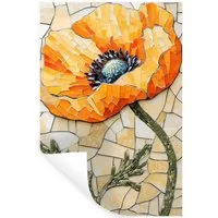 MuchoWow Wandsticker Mohnblumen - Orange - Mosaik - Blätter (1 St), Wandaufkleber, Selbstklebend, Wohnzimmer, 20x30 cm