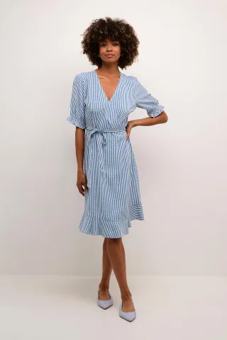 Kleid mit femininer Silhouette blue white