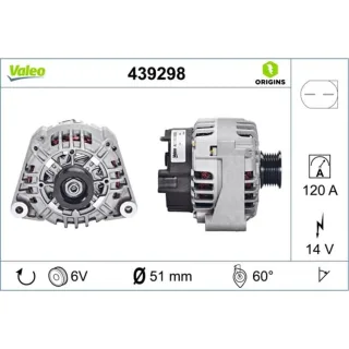 Valeo Generator  120A Mercedes C-Klasse Clk M-Klasse Slk 439298