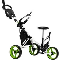 COSTWAY Golftrolley 3-Rad, mit Getränkehalter, Bremse, verstellbar