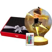 Geschenkelampe LED Nachttischlampe Ballerina Nachtlicht 3D UV Druck Geburtstagsgeschenk Balletttänzerin, Leuchte 7 Farben fest integriert, Geschenk für Mädchen, Tochter, Babys