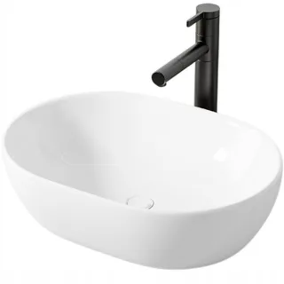 Rebiko Aufsatzwaschbecken, Weiß, Keramik, 35x14x49 cm, Badezimmer, Waschbecken & Armaturen, Waschbecken
