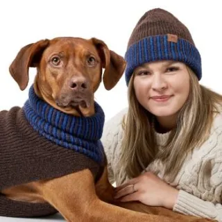 Hunter Hundepullover Odense mit Mütze (Set) braun 75 cm