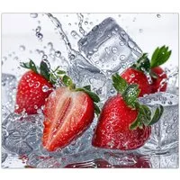 Primedeco Herd-Abdeckplatte Herdabdeckplatte Spritzschutz aus Glas Erdbeeren im Wasser, Glas, (1 tlg)