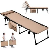 Yaheetech Feldbett 5-Stufig Verstellbarer Liegestuhl Klappbar & Tragbar Klappbett Gartenliege bis 120kg belastbar, klappbar