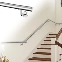 AICA Handlauf AICA Edelstahl Wandhandlauf & Treppengeländer Rostschutz Innen Außen, 80 cm Gesamtlänge, (Packung), 304 Edelstahl, Farbe: Silber/Schwarz/Braun, Länge: 80-240 cm