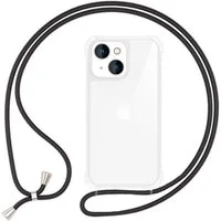 Nalia Handykette Apple iPhone 15 15,5 cm (6,1 Zoll), Klare Hülle mit Kette zum Umhängen / Handykette Band / Transparent