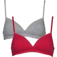 My Basic Soft-BH padded cotton bra (2er-Pack) mit Spitze, wattiert, ohne Bügel, basic, Baumwollmix