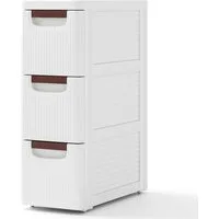COSTWAY Beistellwagen, Nischenschrank schmal, mit 3 Schubladen & Rollen, weiß