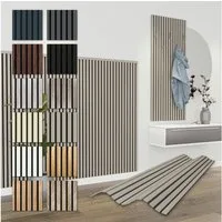 Hexim Wanddekoobjekt APH02 (Akustikpaneele 138,5x60cm Holz Comfort - flexible Holzpaneele Platten Lamellenwand MDF Wandpaneele Lamellenverkleidung Wandverkleidung schalldämmend 0.83m² Sandgrey)