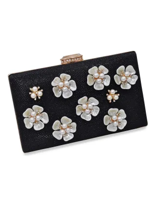Steuer Modeschmuck Abendtasche Perlen, Glassteine mit Blumenzierde