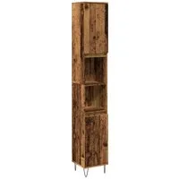 vidaXL Badezimmer-Set Badschrank Altholz-Optik 30x30x190 cm Holzwerkstoff, (1-St)