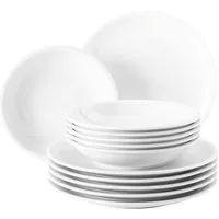 Seltmann Weiden Tafelservice Geschirr-Set Compact (12-tlg), 6 Personen, Porzellan, Teller Set, Geschirr-Set, Teller, weiß, 12 Teile, für 6 Personen