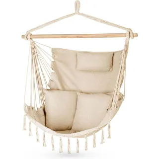 Luverno Hängesessel, Beige, Textil, 1-Sitzer, 100x130x75 cm, Gartenmöbel, Hängesessel