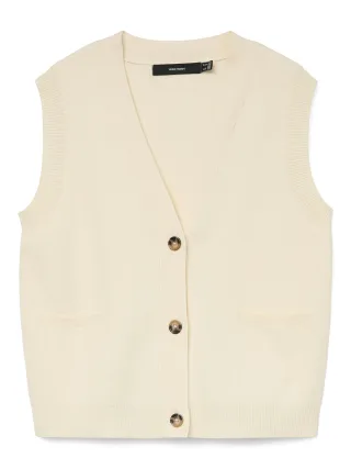 VERO MODA - VMSABA SL V-NECK BUTTON VEST birch - Gr. - XS